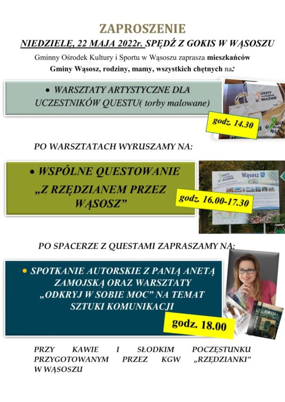 Artykuł: Spotkanie autorskie w Wąsoszu i warsztaty „Odkryj w sobie moc” – 22.05.2022